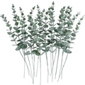 Artificial silver green eucalyptus leaf bouquet for festive wedding home decoration - Dark Green with White Frosted