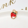 DIY strawberry enamel pendant in red and gold finish for handmade jewelry design - 12# Heart Strawberry