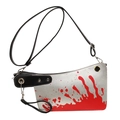 Bolso bandolera único con forma de cuchillo de carnicero en plata y negro con sangre roja - Plateado