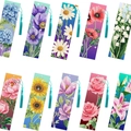 Set di 10 segnalibri 5D DIY per pittura a diamante con motivi floreali e nappe color teal - Set Tema Floreale Colorato (10 Pezzi/Pack)(SQ-90) / Selezione di Materiali Multipli