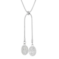 Silver stainless steel Y-necklace with Virgin Mary oval relief pendant and snake chain - Steel Color (KN202597-Z)