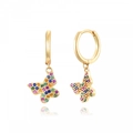 Orecchini a farfalla in argento S925 con zirconi colorati su sfondo bianco professionale - Zirconia Colorata (Oro)