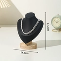 Solid wood bust jewelry display stand in black for elegant necklace organization - Small Size Black Leather