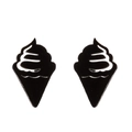 Minimalist black ice cream cone stud earrings in stainless steel on a white background - Black