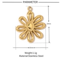 Detailed view of a 19mm gold flower pendant in stainless steel for DIY jewelry - VG180-Gold Flower Pendant (3pcs)