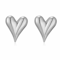 Macro shot of silver heart stud earrings with a smooth metallic polished finish - Silver Heart Stud Earrings
