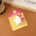 Cute white plush star hair clip with red checkered bow and heart rhinestone detail - White Plush Star Hair Clip - Bowknot