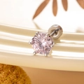 Orecchino a perno in titanio con zircone rosa e incastonatura a sei griffe argento - Rosa Chiaro (Stile Disco Tondo)