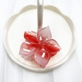 Gradient red and white frangipani flower hair claw clip for beach holiday styling - Red (Transparent Five-petal Flower)
