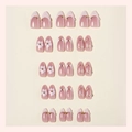 Short almond press-on nails with white flowers and French tips on nude base - Boxed Style (3XB1-13715)