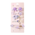 Lot de 5 pinces à cheveux violettes pour filles avec cœur, étoile et ours sur carte - #3 Série Violette