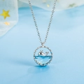 Collana in argento sterling 925 con pendente a coda di balena in cristallo blu oceano - Stile Balena Argento (8822)