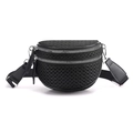Black mesh shoulder bag with dual zipper compartments and adjustable strap for women - Mesh Black