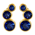 Gouden 16G stalen oorknopjes met drie gegradueerde blauwe kristallen verticaal - 16G-6mm-Linkeroor / Roségouden Basis - Lichtblauwe Zirkoon