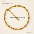 18K gold plated 304 stainless steel anklet with spring oval link design and 5cm extender - Oval Spring Link Chain (S-H384)