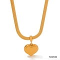 Poliertes Goldherz-Halskette mit flacher Schlangenkette für Damen stilvoller Schmuck - Gold Halskette (KDD033)