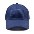 Dunkelblaue Baumwoll-Baseballkappe mit bestickter US-Flagge im taktischen 6-Panel-Stil - Marineblau