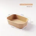 Disposable 580ml rectangular brown kraft paper food container for take-out and meal prep - No Lid / 580ml Natural Rectangular Box