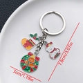 Christmas keychain with gingerbread wreath, stocking and polar bear charms, 7.8cm length - ER828-White K Enamel Snowman Wreath Gingerbread Man Sock Keychain