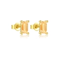Elegant S925 silver gold-plated stud earrings with rectangular orange-yellow stones - 925 Silver / Gold Champagne