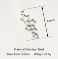 Silberner Edelstahl Sternanhänger Zubehör mit Größenangaben 9mm x 22mm für Schmuck - Planeten-Anhänger / Stahlfarbe