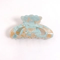 Blue and beige marble acrylic claw clip with scallop wavy edges and glossy finish - C9-3-12
