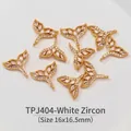 18K gold plated fish tail charms set with white zircon for DIY bracelet jewelry - Fish Tail (16*16.5mm) / White