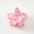 Pink translucent resin cherry blossom hair claw with glitter and metallic flakes - Glitter Pink [8cm Large]