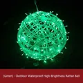 Catena luminosa a sfere di rattan verde impermeabile per decorazioni esterne luminose - Verde
