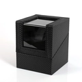 Single automatic watch winder in black carbon fiber finish with glass display window - Carbon Fiber Texture / Black