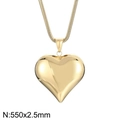 Collana con ciondolo a cuore dorato e catena a serpente 550x2,5mm in acciaio inox - Oro Con Catena (KN203775-Z)