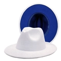 Detail of fedora hat showing dual-tone design with white top and royal blue underbrim - M (56-58cm) / White & Royal Blue