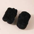 Pair of soft black plush face washing wristbands in absorbent flannel fabric - A Pair Of Black (3 Hand-stitched Threads)