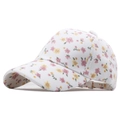Gorra de béisbol de algodón blanco para mujer con motivos florales rosas y amarillos, vista lateral - Blanco