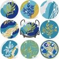 5D DIY diamond painting coasters set with 8 ocean ocean patterns and black metal holder - Vine Leaves (BD009)
