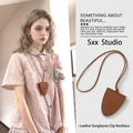 Brown leather sunglasses holder necklace with wax cord adjustable rope for women - Brown Leather Sunglasses Lanyard Style (22#)