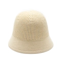 Sombrero de pescador de punto beige transpirable con rayas verticales y ala ancha de sol - M (56-58cm) / Beige