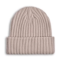 Gorro clásico de punto acanalado en color beige claro con dobladillo para el calor invernal - Beige