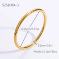 Polished 18K gold-plated stainless steel bangle with dimensions 6.55cm diameter and 5.1mm width - 18K Gold