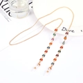 Golden eyewear chain with colorful enamel butterfly charms and non-slip rubber loops - 1054 (Colorful Butterfly)