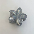 Iridium silver plumeria hair claw clip with holographic laser finish for women - Frangipani Hair Clip / Pack of 12 (8x7x4cm) / Colorful Gray