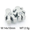 Pendentif garçon et fille en acier inoxydable argenté avec cristaux 14x10mm - Style Couple Garçon Fille Couleur Acier (KLJ4435-Z)