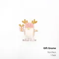 Pink Christmas gnome wooden ornament with reindeer antlers and plush hat, 10x8 cm size - Gift Giving Santa Gnome 1PC