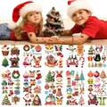 Tatuaggi temporanei natalizi per bambini con Babbo Natale, alce e motivi di pupazzi di neve - Stile Cartone Animato di Natale 1(WST051)