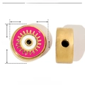 Detailansicht der 12mm goldenen Edelstahlperle mit rosa Emaille und bösem Augenmuster - Gold Rosa Böser Blick (YE276)