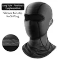Light gray cycling face mask with glasses holes and non-slip silicone inner grip - Silicone Long Style with Glasses Hole / Gray