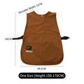 Caramel brown waterproof kids apron size chart with measurements for art and painting - One Size Vest Apron - Brown (Height 150-180cm)