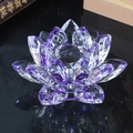 Exquisite purple crystal lotus flower figurine with multifaceted glass for home decoration - Size 20# (Approx. 6.3x6.3x3.8cm) / Purple