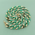 Green marble resin and gold metal chain strap for handbags with lobster clasps - Turquoise & Gold