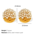 Elegantes pendientes de aro de acero inoxidable dorado con grandes perlas de imitación - Dorado Con Perla Blanca